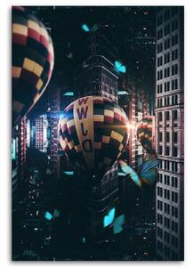 Gario Vászonkép Ballonok Város Pillangók Absztrakció - Bryantama Art Méret: 40 x 60 cm