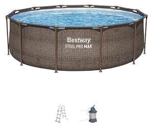 Bestway MYKONOS LUX homokszűrős vízforgatóval rattan hatású fémvázas medence szett 366 x 100 cm