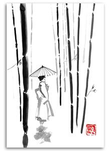 Gario Vászonkép Gésa bambuszokban - Péchane Méret: 40 x 60 cm