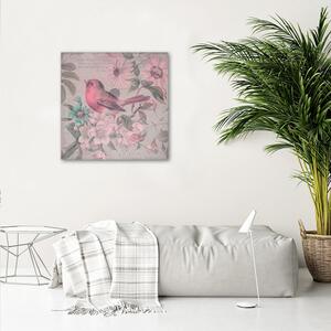 Gario Vászonkép Egy kis madár a rózsaszín virágok között - Andrea Haase Méret: 30 x 30 cm