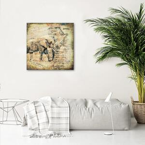 Gario Vászonkép Elefánt és Afrika régi térképe - Andrea Haase Méret: 30 x 30 cm