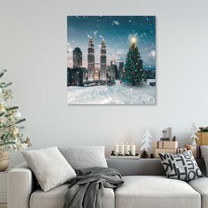 Gario Vászonkép Karácsonyfa a belvárosban - Zehem Chong Méret: 30 x 30 cm