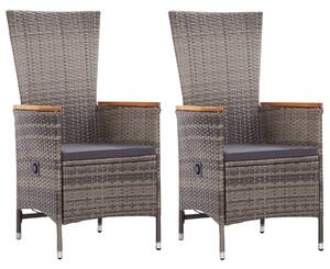 VidaXL 2 db szürke polyrattan kültéri szék párnával
