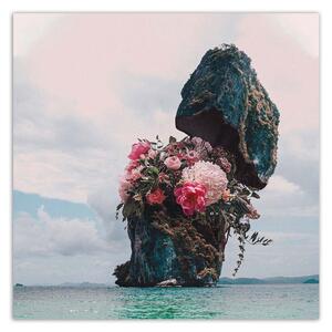 Gario Vászonkép Szikla virágokkal - Zehem Chong Méret: 30 x 30 cm