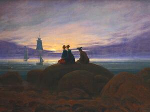 Festmény reprodukció Moonrise over the Sea (Sunset / Moonlight / Sunrise Etc.) - Caspar David Friedrich, (40 x 30 cm)