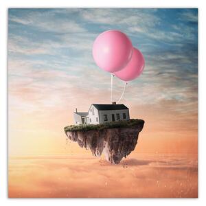 Gario Vászonkép Egy ház egy léggömbön - Zehem Chong Méret: 30 x 30 cm