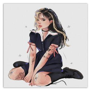 Gario Vászonkép Tinédzser lány tetoválással - Vivian Lihonde Méret: 30 x 30 cm