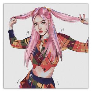 Gario Vászonkép Rózsaszín hajú lány - Vivian Lihonde Méret: 30 x 30 cm