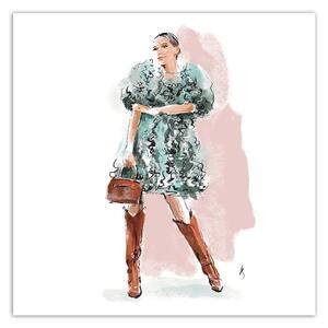 Gario Vászonkép Fashion Woman Párizs - Irina Sadykova Méret: 30 x 30 cm