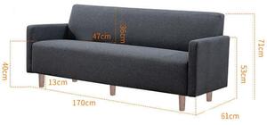 BeComfort 3 személyes kényelmes skandináv stílusú szövet szürke kanapé 170x61x71cm FUR-1657-2