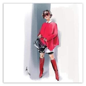 Gario Vászonkép Vörös noi párizsi divat - Irina Sadykova Méret: 30 x 30 cm