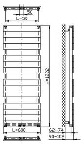 Birossi D lapos profilos törölközőszárító radiátor - antracit - 600x1222 mm