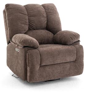 Elektromos relax fekvőfotel barna zsenília szövet (JN-D8118A30)