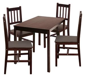 Étkezőasztal 8848H sötétbarna lakk + 4 szék 869H sötétbarna lakk