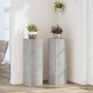2 db betonszürke szerelt fa növénytartó állvány 25 x 25 x 80 cm