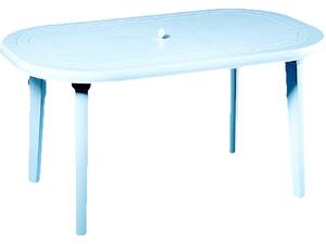 DUNA Ovális műanyag asztal, fehér, 140x85x72 cm