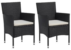 2 db fekete polyrattan kerti szék
