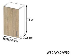 SALTO W50 magas felső konyhaszekrény, 50x72x30,5, sonoma/fehér