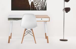 Fehér íróasztal Woodman Sonnenblick tölgyfa alappal 120x60 cm