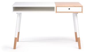 Fehér íróasztal Woodman Sonnenblick tölgyfa alappal 120x60 cm