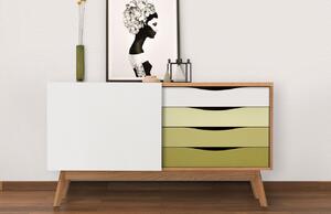 Olívazöld tölgy komód Woodman Avon 128 x 42 cm