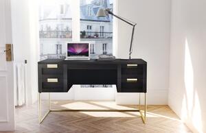 Diófa íróasztal Woodman Pimlico arany alappal 130 x 62 cm
