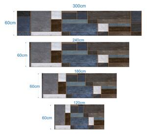 Soner törés- és hőálló konyhai hátfal barna kék mozaik mintában 60x120 cm
