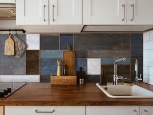 Soner törés- és hőálló konyhai hátfal barna kék mozaik mintában 60x300 cm