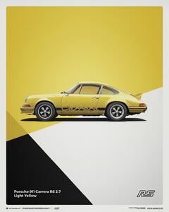 Porsche 911 RS - 1973 - Yellow Festmény reprodukció, (40 x 50 cm)