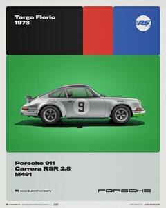 Porsche 911 Carrera RS 2.8 - 50th Anniversary - Targa Florio - 1973 Festmény reprodukció, (40 x 50 cm)