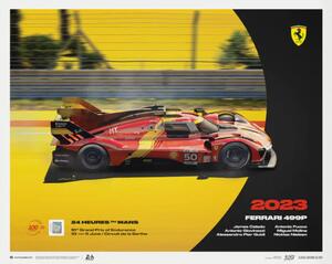Művészeti nyomat Ferrari 499P - 24h Le Mans - 100th Anniversary - 2023, (50 x 40 cm)