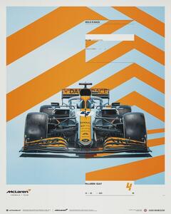 Művészeti nyomat McLaren x Gulf - Lando Norris - 2021, (40 x 50 cm)