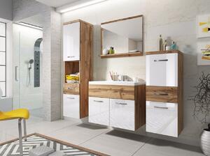 Fürdőszoba bútor Lunara (fehér + fényes fehér) (szifon nélkül, Platino csappal). 1053665