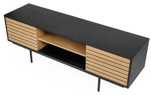 Fekete tölgy TV asztal Woodman Csíkos fém talppal 150 x 52 cm