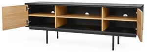 Fekete tölgy TV asztal Woodman Csíkos fém talppal 150 x 52 cm