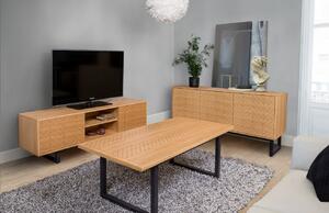 Tölgy hornyolt TV asztal Woodman Camden nyírfa alappal 150 x 40 cm