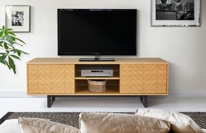 Tölgy hornyolt TV asztal Woodman Camden nyírfa alappal 150 x 40 cm