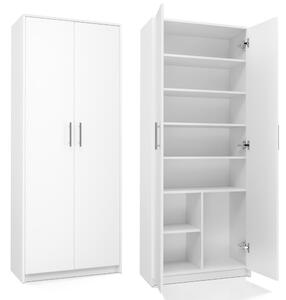Drohmo Oliv 2D könyvespolc, irodai szekrény, 74x180x35 cm, fehér