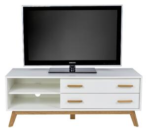 Fehér TV asztal Woodman Kensal tölgyfa talppal 130x45 cm