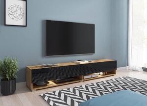 TV asztal/szekrény Aldesia 180 (wotan + fényes fekete) (RGB LED világítás Mirjan színes). 1053721