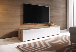 TV asztal/szekrény Dilune 140 (wotan + fényes fehér)(világítás nélkül). 1053732