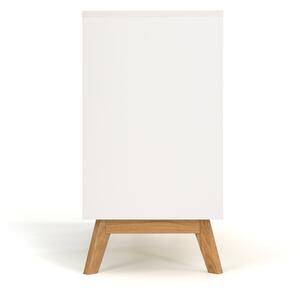 Fehér komód Woodman Kensal tölgyfa alappal 100x40 cm
