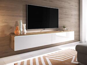 TV asztal/szekrény Dilune 180 (wotan tölgy + fényes fehér) (világítás nélkül). 1053807