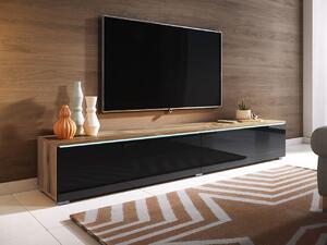 TV asztal/szekrény Dilune 180 (wotan + fényes fekete) (világítás nélkül). 1053813