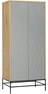 Szürke tölgyfa szekrény Woodman Mia fém talppal 80x55 cm