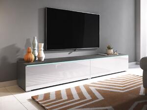 TV asztal/szekrény Dilune 180 (matera + fényes fehér) (fehér LED világítás). 1053822