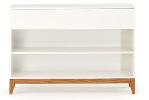 Fehér fa komód Woodman Konzol 120 x 32 cm tölgy alappal