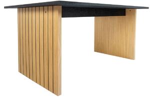 Tölgyfa étkezőasztal Woodman Csíkos 160x90 cm fekete lappal