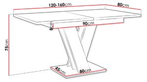Széthúzható asztal Hildaria (fehér + beton). 1053925