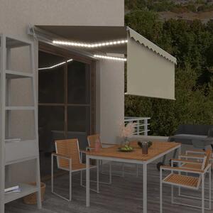 Krémszínű szélérzékelős, LED-es napellenző redőnnyel 3 x 2,5 m